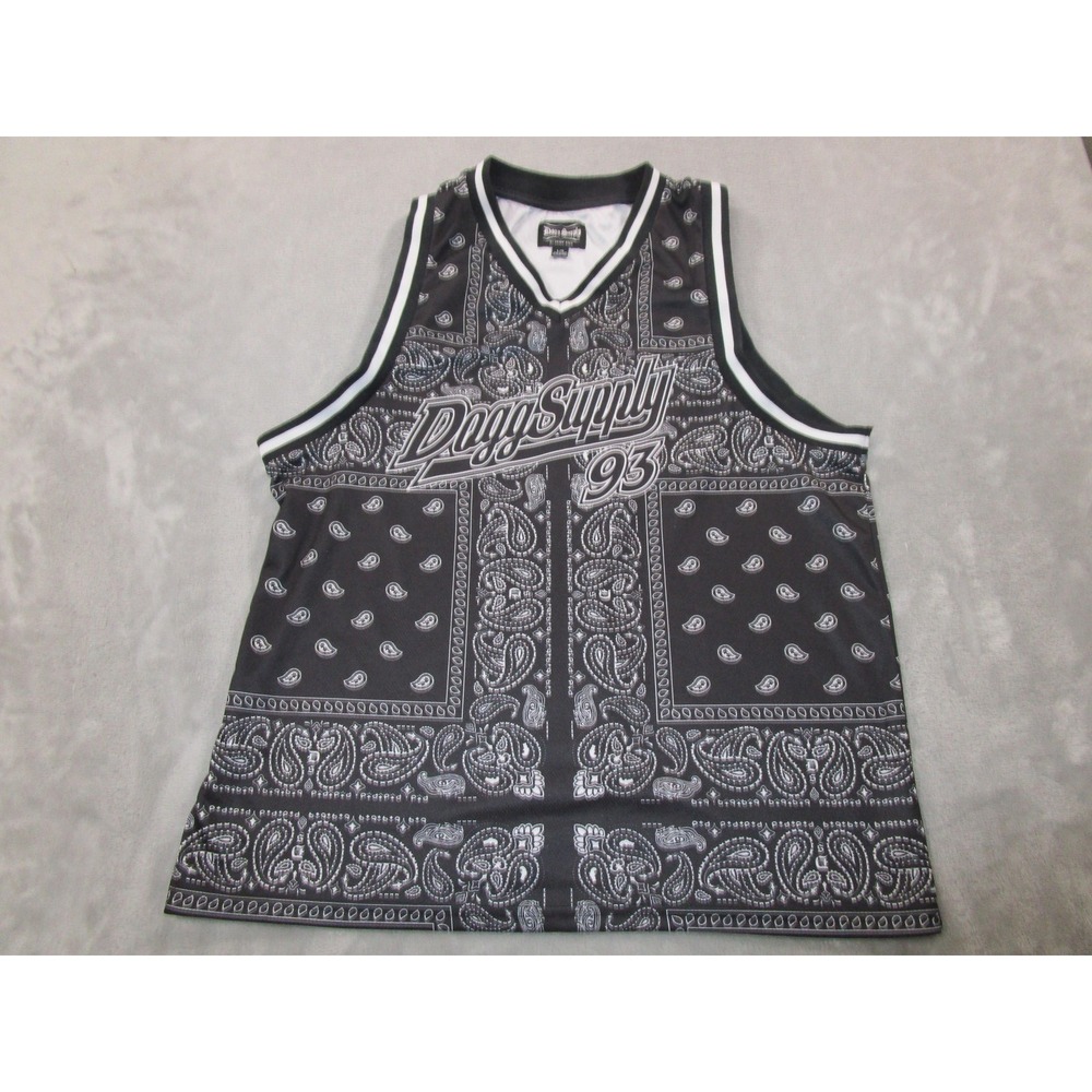 Dogg Supply by Snoop Dogg Jersey Mens Large Black White Paisley Bandana 93